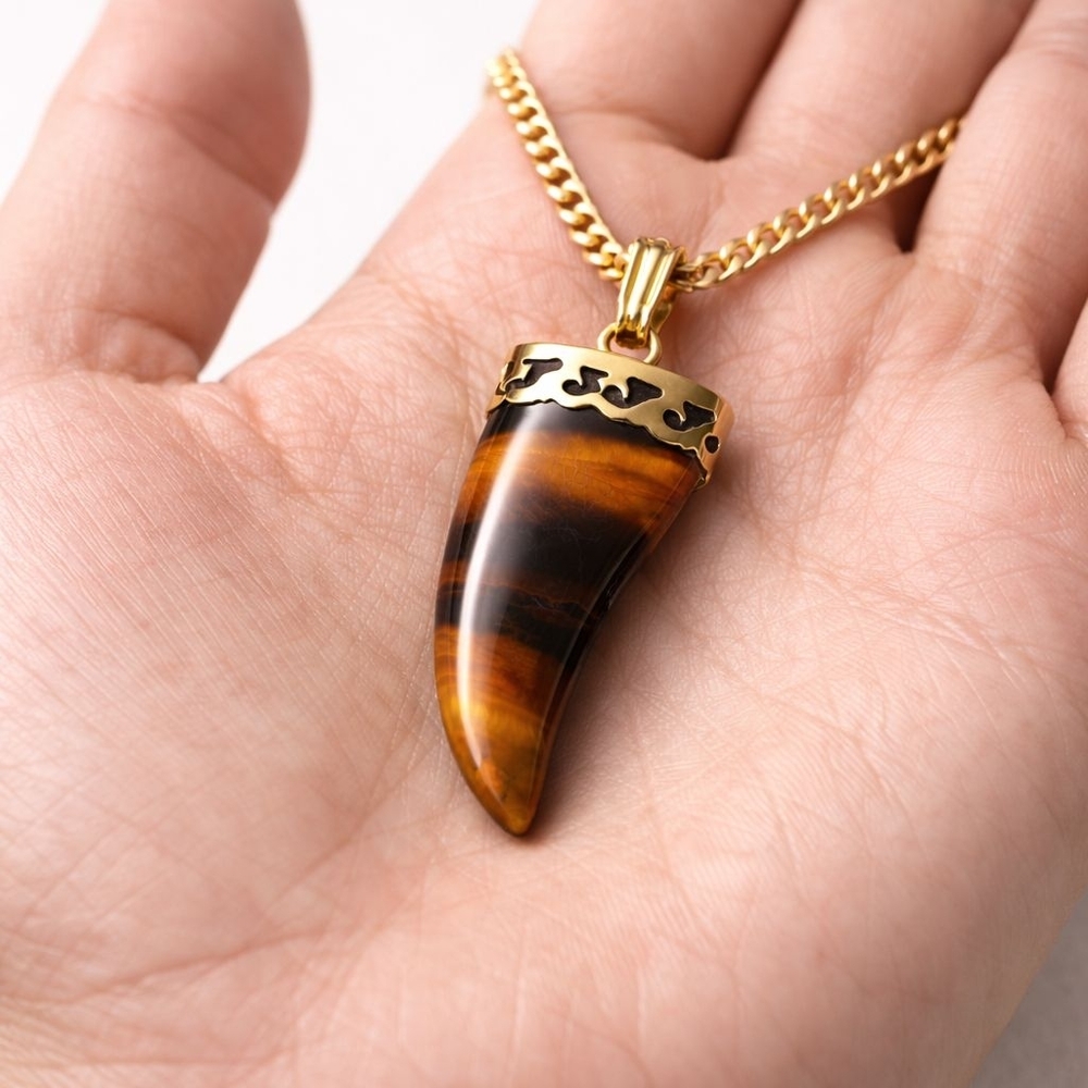 Vintage Tiger's Eye Pendant Necklace